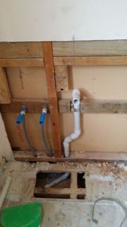 Wall-hung vanity pipe-out before